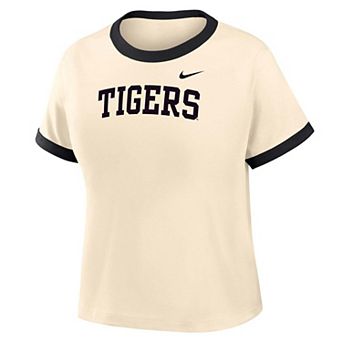 Women's Nike Natural Missouri Tigers Ringer Mod Cropped T-Shirt