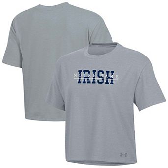 Women's Under Armour Heather Gray Notre Dame Fighting Irish Boxy Icon T-Shirt