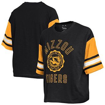 Women's Pressbox Black Missouri Tigers Sunday Colorblock Seal T-Shirt
