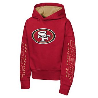 Girls Youth Outerstuff Scarlet San Francisco 49ers Miss Tailgate Color Block Hoodie