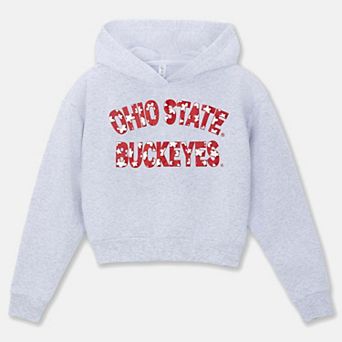 Girls Youth ZooZatz Gray Ohio State Buckeyes Cropped Hoodie