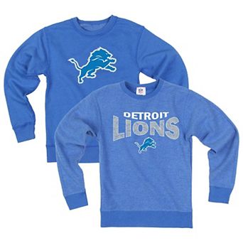 Youth Wes & Willy Blue Detroit Lions Reversible Fleece Sweatshirt