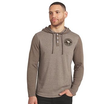 Men's Darius Rucker Collection by Fanatics Tan/Brown Cleveland Guardians Knit Hooded Henley Long Sleeve T-Shirt