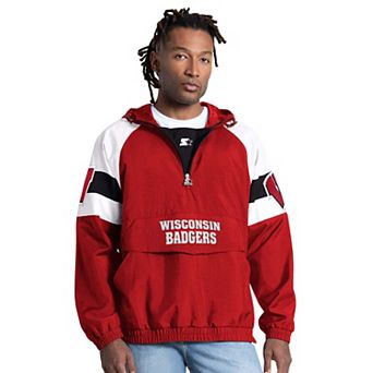 Men's Starter Red Wisconsin Badgers Street Cut Half-Zip Jacket