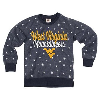 Girls Youth Wes & Willy Navy West Virginia Mountaineers Shimmer Star Reverse Fleece Sweatshirt