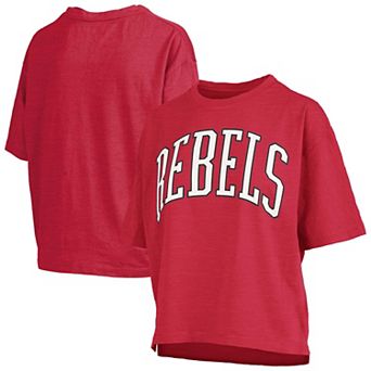 Women's Pressbox Red UNLV Rebels Oversized Nelson Arch Over Logo Slub T-Shirt