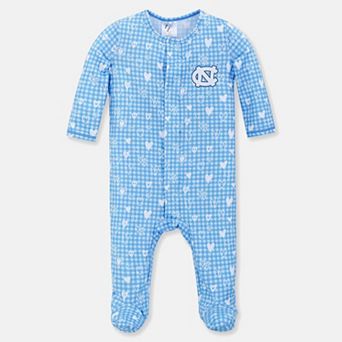 Newborn & Infant ZooZatz Carolina Blue North Carolina Tar Heels Hearts Magnetic Closure Sleeper