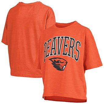 Women's Pressbox Orange Oregon State Beavers Oversized Nelson Arch Over Logo Slub T-Shirt
