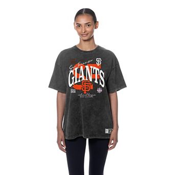 Women's New Era Black San Francisco Giants Throwback Mineral Wash Boyfriend T-Shirt
