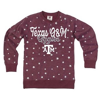 Girls Youth Wes & Willy Maroon Texas A&M Aggies Shimmer Star Reverse Fleece Sweatshirt