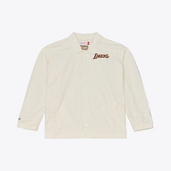 Men's Mitchell & Ness Cream Los Angeles Lakers Retro Root Full-Snap Coaches Jacket