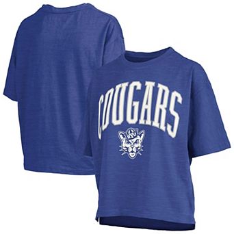 Women's Pressbox Royal BYU Cougars Oversized Nelson Arch Over Logo Slub T-Shirt