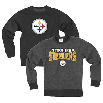 Youth Wes & Willy Black Pittsburgh Steelers Reversible Fleece Sweatshirt