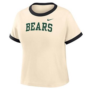 Women's Nike Natural Baylor Bears Ringer Mod Cropped T-Shirt