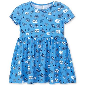 Girls Toddler ZooZatz Carolina Blue North Carolina Tar Heels All-Over Print Short Sleeve Dress