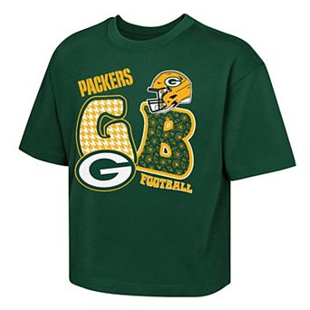 Girls Youth Outerstuff Green Green Bay Packers Team Quilt Boxy T-Shirt
