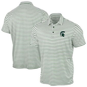 Men's Antigua Green Michigan State Spartans Space Stripe Polo