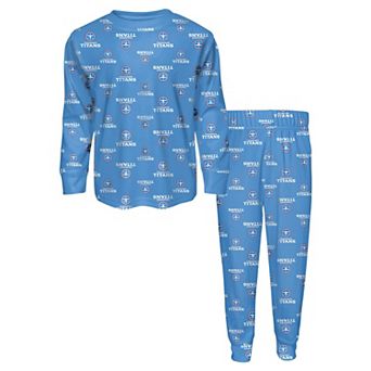 Toddler Outerstuff Light Blue Tennessee Titans All-Over-Print Long Sleeve T-Shirt and Pants Sleep Set