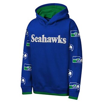 Youth Outerstuff Royal Seattle Seahawks Retro Draft Day Chenille Pullover Hoodie