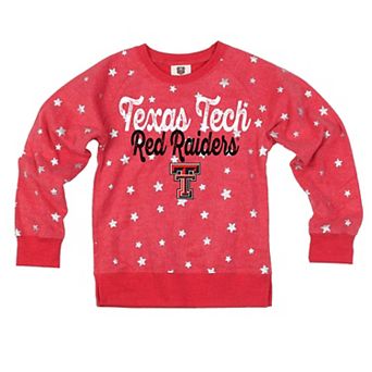 Girls Youth Wes & Willy Red Texas Tech Red Raiders Shimmer Star Reverse Fleece Sweatshirt