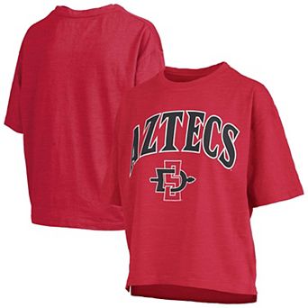 Women's Pressbox Cardinal San Diego State Aztecs Oversized Nelson Arch Over Logo Slub T-Shirt