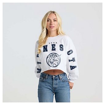Women's Fanatics White Minnesota Lynx Spirit Jersey Cropped Crew Neck Sweatshirt