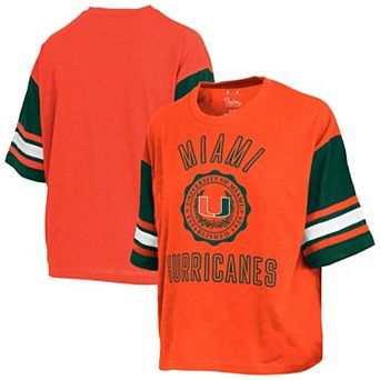 Women's Pressbox Orange Miami Hurricanes Sunday Colorblock Seal T-Shirt