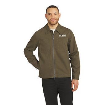 Men's Darius Rucker Collection by Fanatics Olive Green Bay Packers Brushed Canvas Full-Zip Jacket