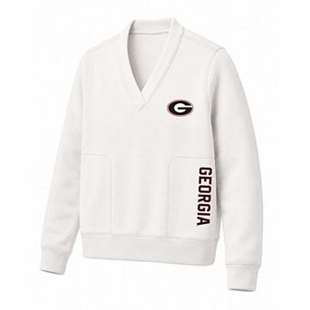 Women's Profile White Georgia Bulldogs Plus Size V-Neck Sweatshirt