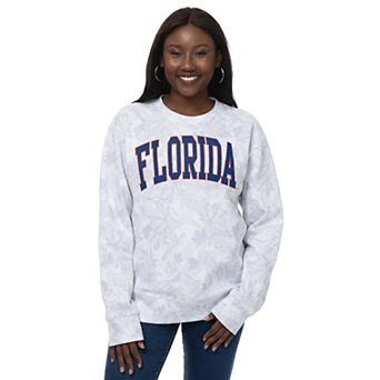 Women's ZooZatz Gray Florida Gators Camo Arch Logo Fleece Crewneck Sweatshirt