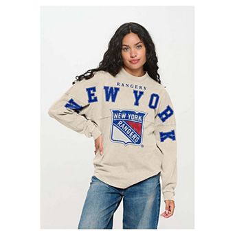Unisex Fanatics Cream New York Rangers Oversized Front Print Spirit Jersey Long Sleeve T-Shirt
