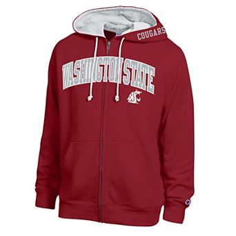 Men's Champion Crimson Washington State Cougars Arch Logo Full-Zip Fleece Hoodie
