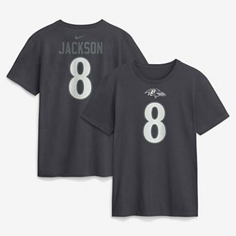 Men's Nike Lamar Jackson Anthracite Baltimore Ravens Name & Number T-Shirt