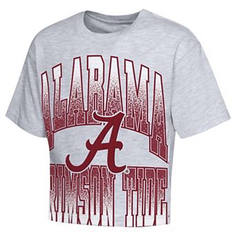 Girls Youth Outerstuff Heather Gray Alabama Crimson Tide Big Team Energy Cropped Boxy T-Shirt