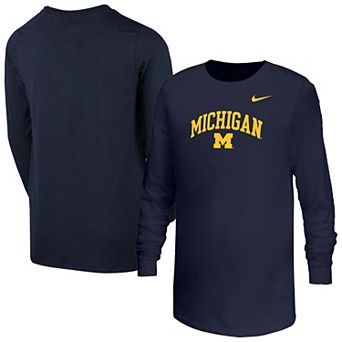 Youth Nike Navy Michigan Wolverines Arched Core Long Sleeve T-Shirt