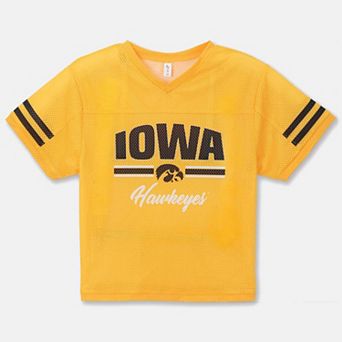 Girls Youth ZooZatz Gold Iowa Hawkeyes Mesh Jersey T-Shirt