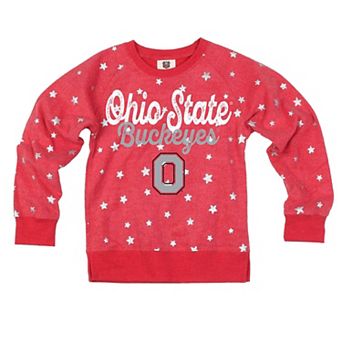 Girls Youth Wes & Willy Scarlet Ohio State Buckeyes Shimmer Star Reverse Fleece Sweatshirt