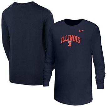 Youth Nike Navy Illinois Fighting Illini Arched Core Long Sleeve T-Shirt
