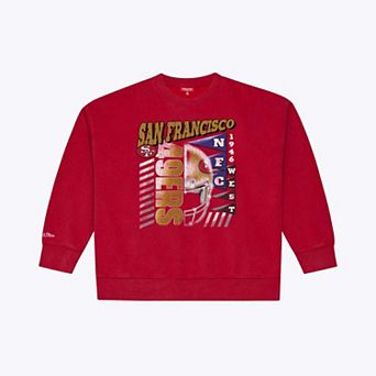 Women's Mitchell & Ness Scarlet San Francisco 49ers Street Graphic Crewneck Sweatshirt