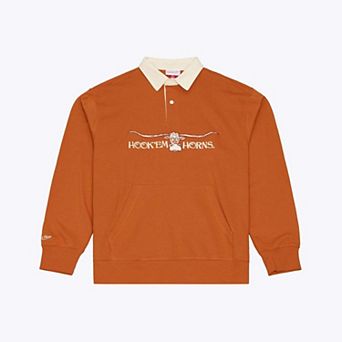 Men's Mitchell & Ness Texas Orange Texas Longhorns Retro Roots French Terry Fleece Polo
