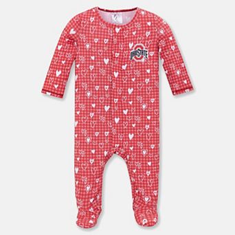 Newborn & Infant ZooZatz Scarlet Ohio State Buckeyes Hearts Magnetic Closure Sleeper