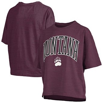 Women's Pressbox Maroon Montana Grizzlies Oversized Nelson Arch Over Logo Slub T-Shirt