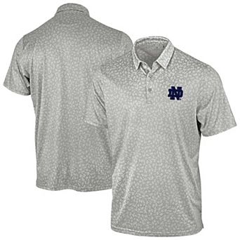 Men's Antigua Gray Notre Dame Fighting Irish Mono Floral Polo