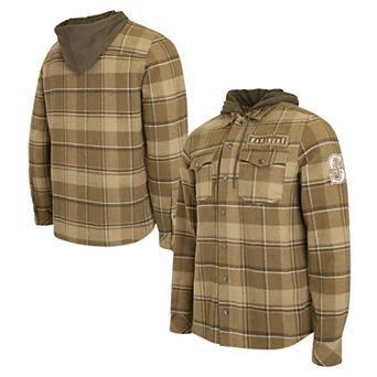 Men's Darius Rucker Collection by Fanatics Brown/Olive Seattle Mariners Woven Hooded Full-Snap Shacket