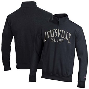 Men's Champion Black Louisville Cardinals Powerblend Quarter-Zip Pullover