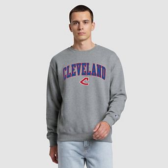 Men's Champion Heather Gray Cleveland Guardians Fleece Crew Sweatshirt