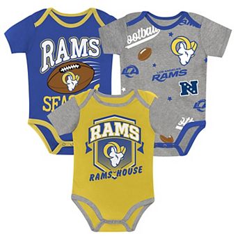 Newborn Outerstuff Los Angeles Rams First Round Pick Three-Piece Bodysuit Set