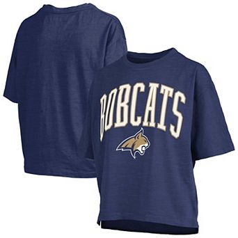Women's Pressbox Navy Montana State Bobcats Oversized Nelson Arch Over Logo Slub T-Shirt