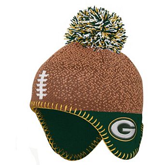 Infant Outerstuff Brown Green Bay Packers Football Head Knit Hat
