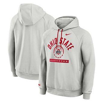 Men's Nike LeBron James Gray Ohio State Buckeyes Courtside Practice Dri-FIT Raglan Fleece Hoodie